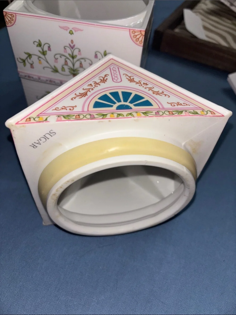 1990 Lenox Sugar Sweet Shoppe Ceramic House Canister - Pink & White